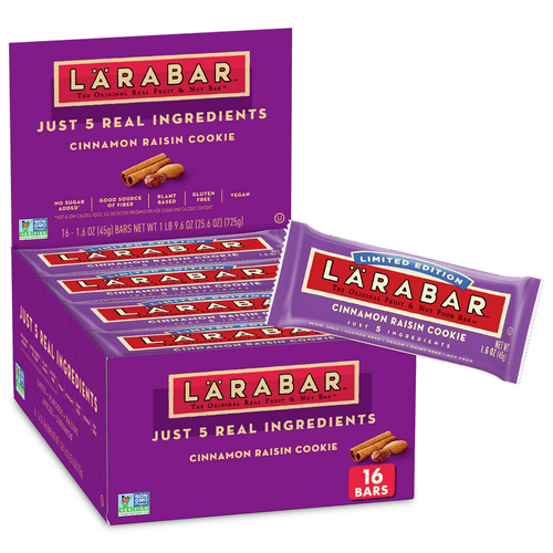 Larabar Cinnamon Raisin Cookie, Gluten Free Vegan Fruit & Nut Bars, 16 Ct