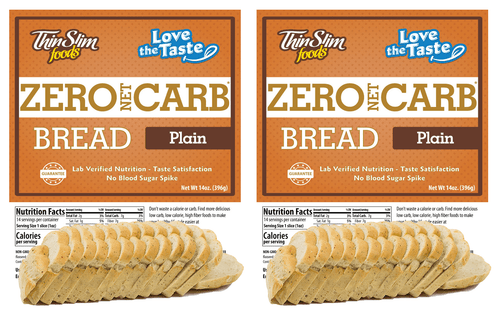 Thinslim Foods Zero Net Carb Low Carb Keto Bread Plain, 2pack