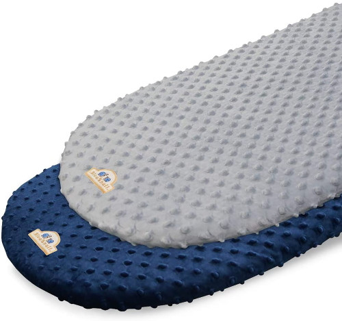 Bluesnail Soft And Strechy Minky Bassinet Fitted Sheet, Cradle Sheets For Bassinet Pad/mattress 2pk (bassinet, Navy+gray)