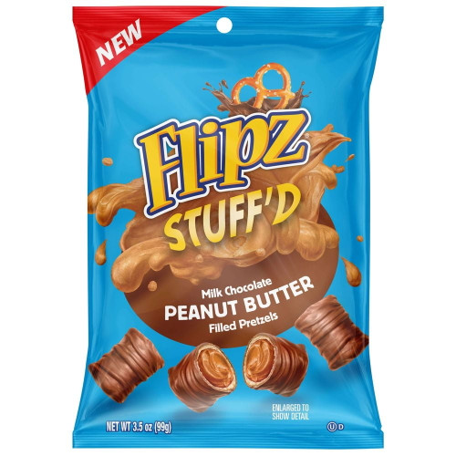 Flipz Stuffed Milk Chocolate Peanut Butter Filled Pretzel, 3.5 Ounce -- 6 Per Case.