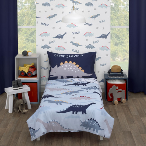Parent's Choice 4-piece Toddler Bedding Set, Blue, Dino