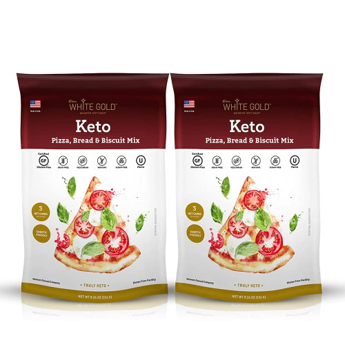 Extra White Gold Pizza, Bread And Biscuit Mix, Keto Baking Mix, Low Carb Pizza Mix, No Sugar Added, Gluten Free, Grain Free, Wheat Free, Diabetic, Atkins And Ww Friendly