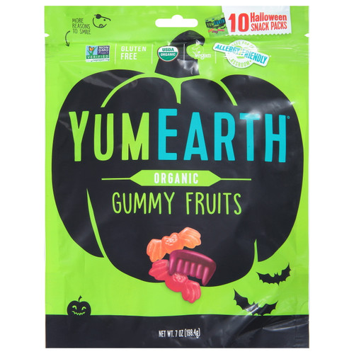 Yumearth Organic Halloween Gummy Fruits 10 (0.6 Oz.) Individual Packs