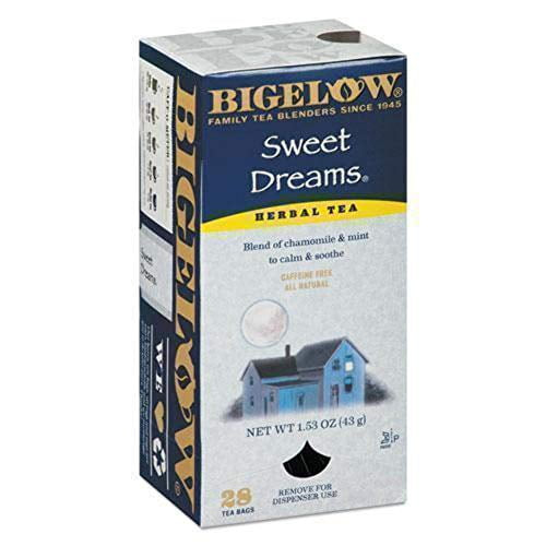 Bigelow Sweet Dreams Herbal Tea 28-count Box (pack Of 1) Relaxing Blend Of Chamomile & Mint Caffeine-free Nighttime Herbal Tea In Individual Foil-wrapped Bags