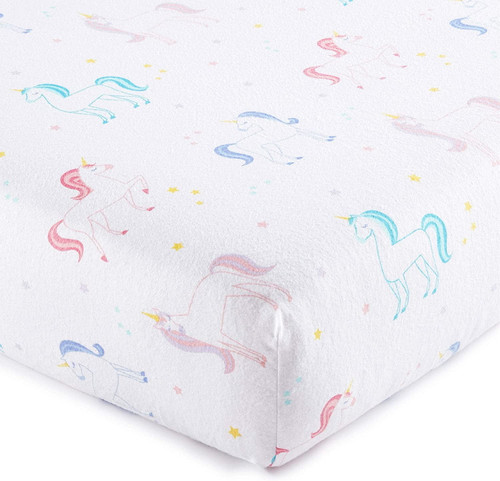 Wildkin Kids 100% Cotton Flannel Fitted Crib Sheet For Boys And Girls (unicorn Purple)