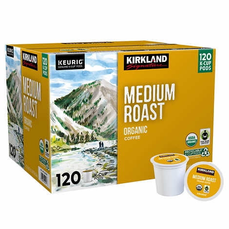 Kirkland Signature, Medium Blend, Organic Medium Roast Coffee, Recyclable K-cup Pods, 120-count