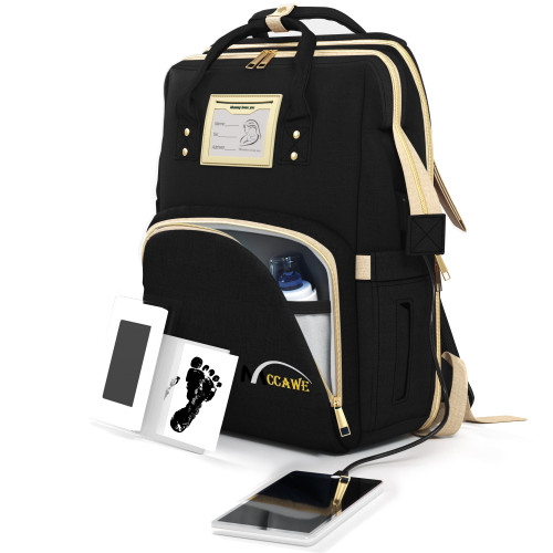 Mccawe Diaper Bag Backpack -nappy Travel Baby Bag For Boys\girls With Bassinet-black