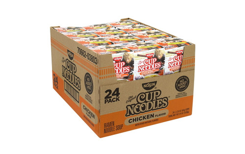 Nissin Cup Noodles Chicken Flavor Ramen Noodle Soup, 2.25 Oz, 24 Ct