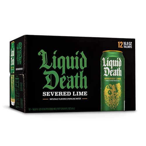 Liquid Death Sparkling Water Severed Lime , 16.9 Fl Oz, Quantity Of 12 Cans