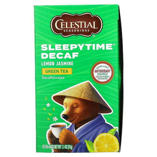Celestial Seasonings Sleepytime Green Lemon Jasmine Decaf 1.1 Oz 20 Tea Bags Pack Of 2