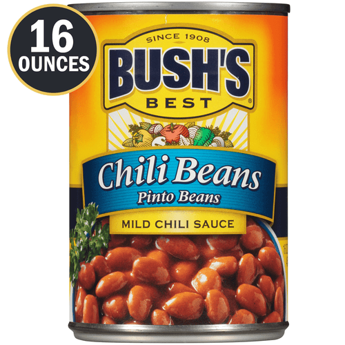 Bush's Chili Beans, Pinto Beans In Chili Sauce, Canned Beans, 16 Oz