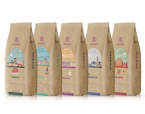 Moriondo Italian Coffee Mix, 5-pack 12oz Authentic Italian Whole Beans Coffee - Medium Roast Coffee - Premium Coffee For Italian Espresso And Drip.
