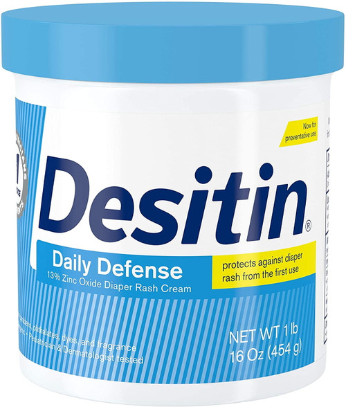 "desitin Daily Defense Baby Diaper Rash Cream With Zinc Oxide To Treat, Relieve & Prevent Diaper Rash, Hypoallergenic, Dye-, Phthalate- & Paraben-free, 16 Oz"