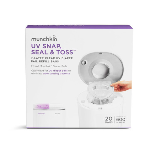 Munchkin Uv Snap, Seal & Toss Diaper Pail Refill Bags, 20 Count