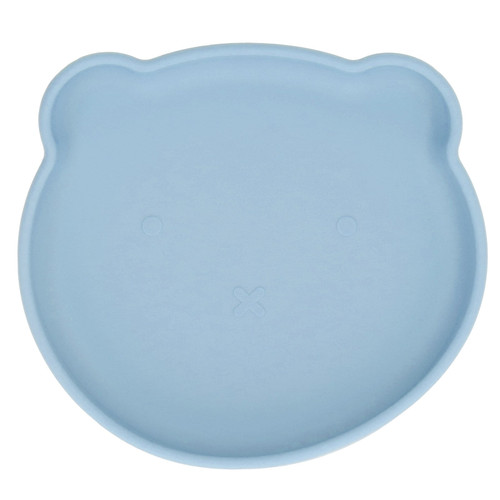 Baby Suction Utensil, Temperature Resistant Safe Material Cute Bear Shape Environmental Friendly Easy Washing Soft Touch Baby Suction Plate  For Dinner Grey Blue