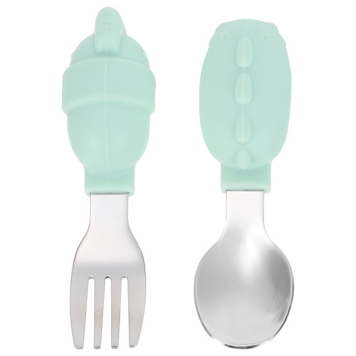 Hemoton 1set Useful Baby Feeding Fork Stainless Steel Spoon Infant Training Tableware