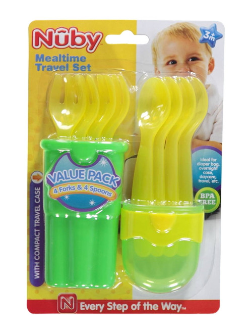 Nuby Baby Mealtime Travel Set With Case - Lime, One Size