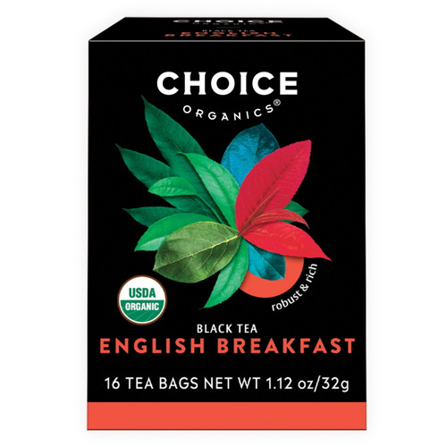 Choice Organics English Breakfast Tea, Contains Caffeine, Black Tea Bags, 16 Count