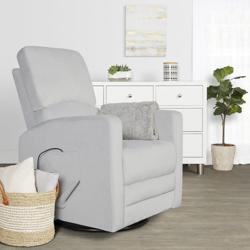 Evolur Habana Glider & Recliner With Massager / Swivel Glider / Recliner / Massage Chair / Easy Assembly Glider Chair, Gray
