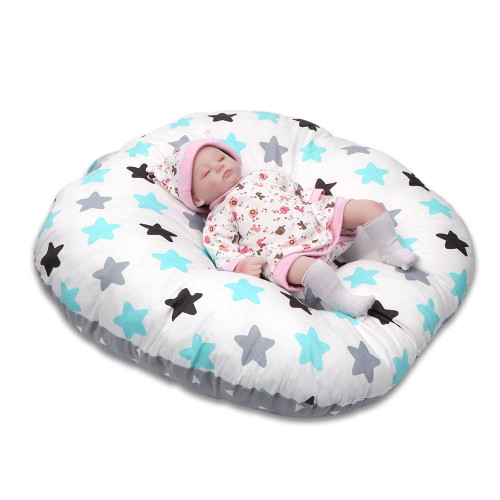 Baby Nest Newborn Baby Lounger Soft Breathable Cotton For Newborn & Babies Sleeping Pod Baby Bassinet For Bed - Star White