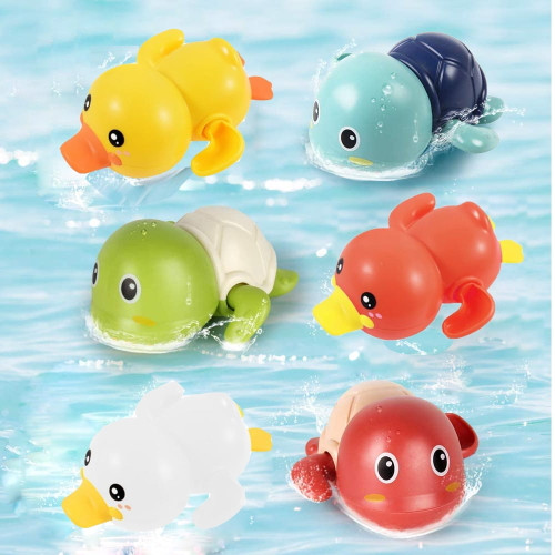 6 Pack Bath Toys Wind Up Swimming Turtle And Penguin For Toddlers 3 4 5 8 Years Old, Multi-colors Floating Toy Bathtub Toys Pool Beach Play Toy Set For Boys And Girls