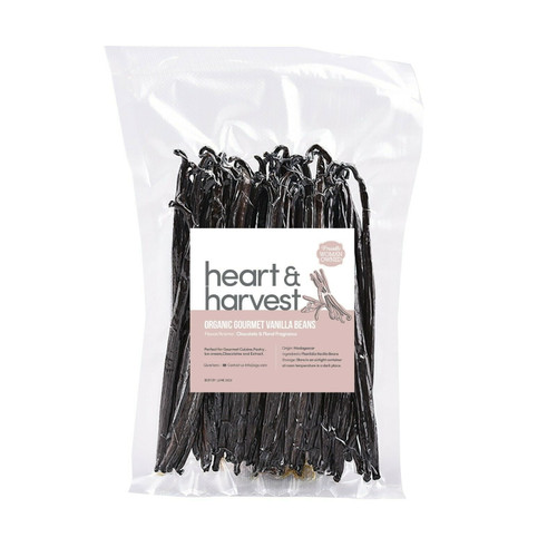 Heart & Harvest Madagascar Vanilla Beans Pod Grade A Dry Cured 1/4lbs Beans