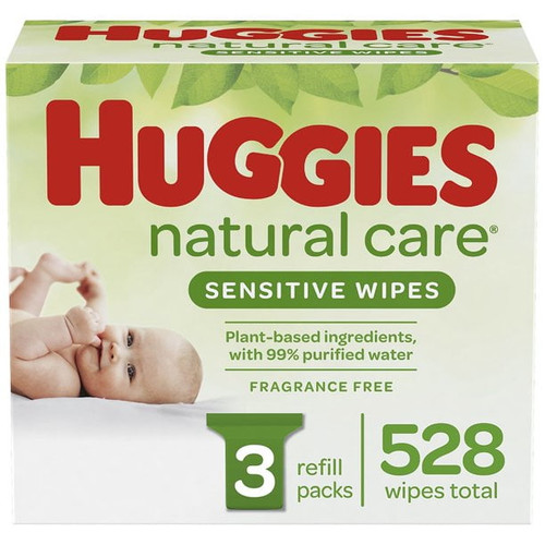 Huggies Natural Care Sensitive Baby Wipes, Unscented, 3 Refill Packs