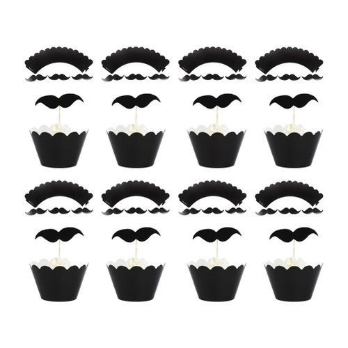 Birthday Cupcake Muffin Baking Paper Picks Cake Babyinsert Appetizer Infantshower Mustache Topper Graduation Bowls