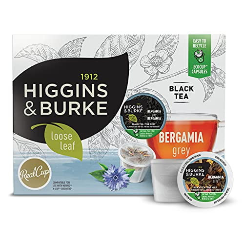 Higgins & Burke Bergamia Grey, Loose Leaf, Black Tea, Keurig K-cup Brewer Compatible Pods, 24 Count