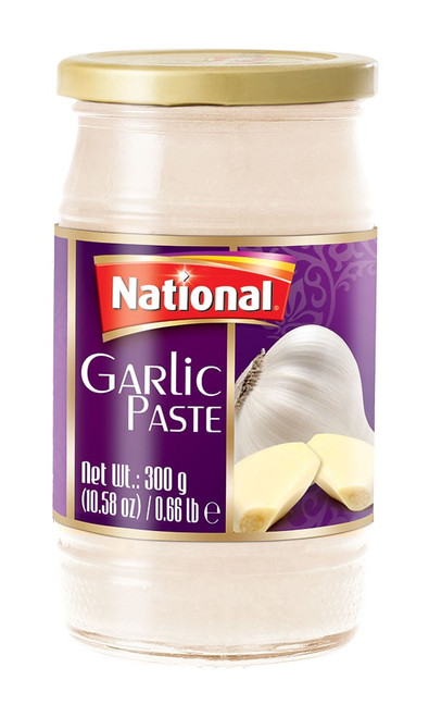 National Foods Garlic Paste 10.58 Oz (300g) | Freshly Grinded | Traditional South Asian Taste Enhancer | Premium Glass Bottle