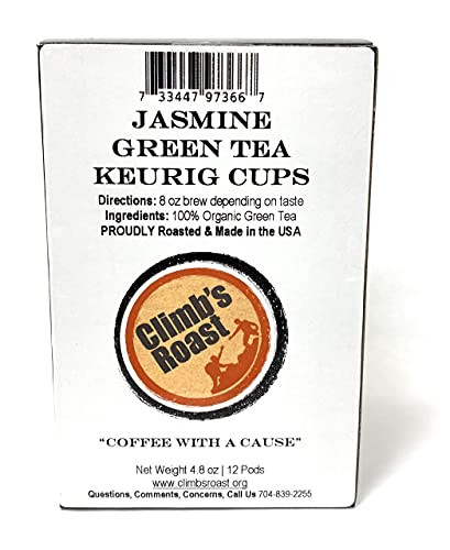 Climb's Roast Jasmine Green Tea Pods For Keurig And Single Cup Brewing Machines, Pack Of 12