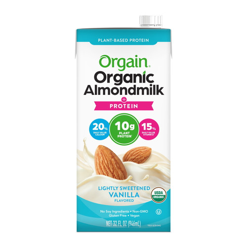 Orgain Organic Plant Based Protein Almond Milk, Lightly Sweetened, Soy Free- 32 Oz, 1ct