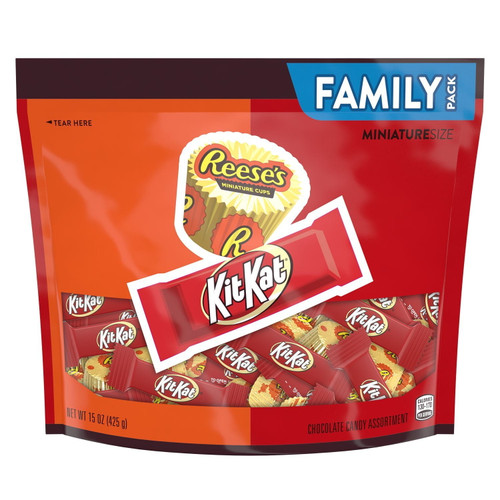 Reese's And Kit Kat®, Miniatures Milk Chocolate Assortment Candy, Individually Wrapped, 15 Oz, Variety Family Pack