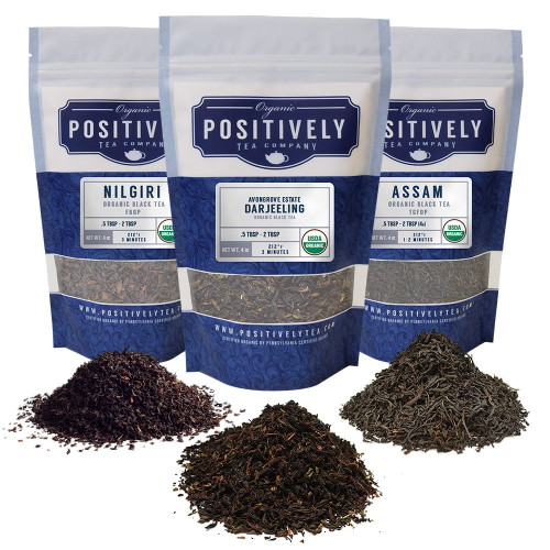 Positively Tea's Organic Indian Tea Sampler, Loose Leaf, 4 Oz Bags, 3 Pack
