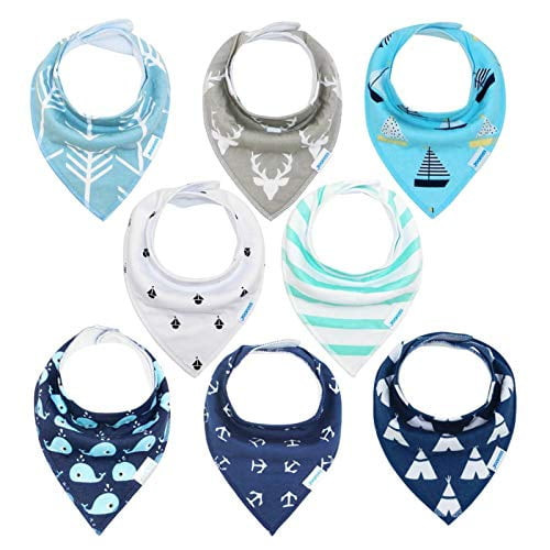 Baby Bibs 8 Pack Soft And Absorbent For Boys & Girls - Baby Bandana Drool Bibs