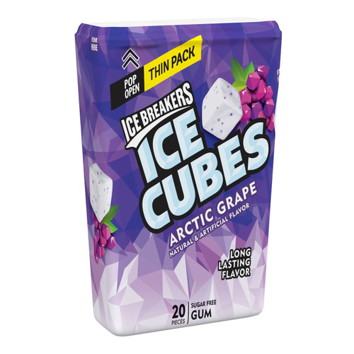 Ice Breakers Cubes Arctic Grape Flavored Sugar Free Chewing Gum Thin Pack, 1.62 Oz