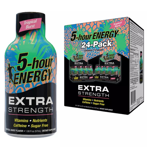 5-hour Energy Shot, Extra Strength, Tropical Burst (1.93 Oz., 24 Ct.)