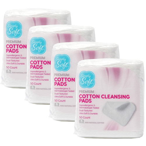 Simply Soft Premium Jumbo Cotton Cleansing Pads, 100% Pure Cotton, Large 3.5” X 4.5” Cotton Pads, 50 Ct (pack Of 1)