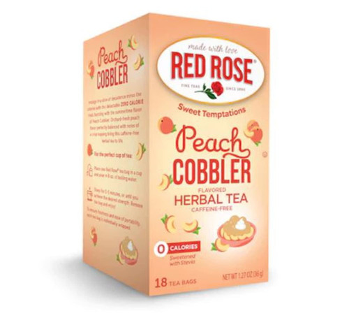 Red Rose Herbal Tea 1.27 Oz ! Includes 18 Tea Bags Peach Cobbler Caffeine Free, Gluten Free And 0 Calories! (1 Pack)