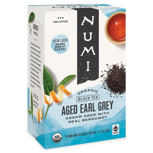 Numi Organic Tea, Aged Earl Grey, Tea Bags, 18 Ct