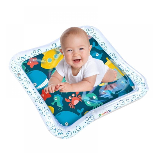 Echenor Baby Water Mat,tummy Time Toys,inflatable Play Mat Water Cushion Infant Toys, Cartoon Pattern Water Play Mat Pvc Water Filled Playmat
