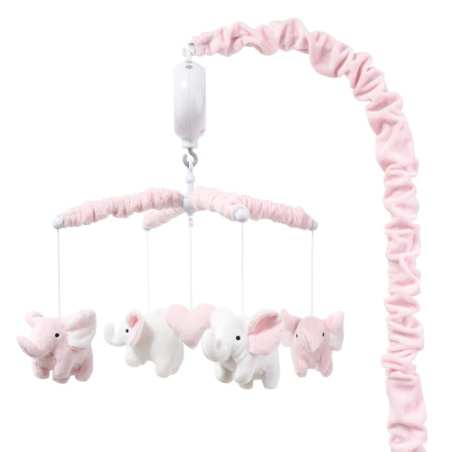 The Peanutshell Baby Crib Mobile For Girls, Pink Elephant, Musical