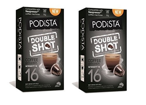Podista Nespresso Compatible Capsules Double Shot Pods - Extra Intense Coffee - 20 Pod Package