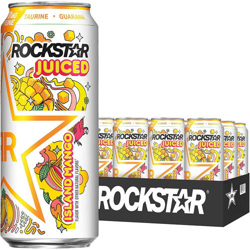 Rockstar Energy Drink Juiced Island Mango 15oz Cans (12 Pack)
