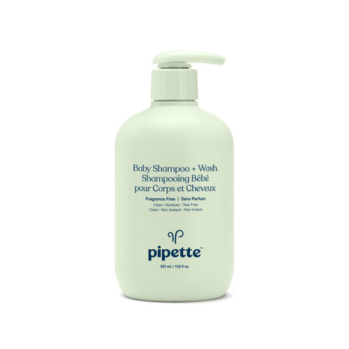 Pipette Tear-free Baby Shampoo & Wash, Fragrance-free For Sensitive Skin, 11.8 Fl Oz