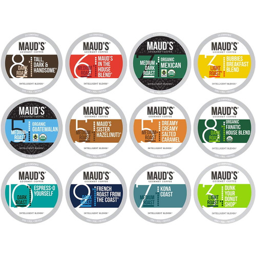 Maud's 12 Flavor Coffee Variety Pack, 136ct. Recyclable Single Serve Variety Coffee Pods – 100% Arabica Coffee California Roasted, Keurig Variety Kcups Coffee Compatible Including 2.0