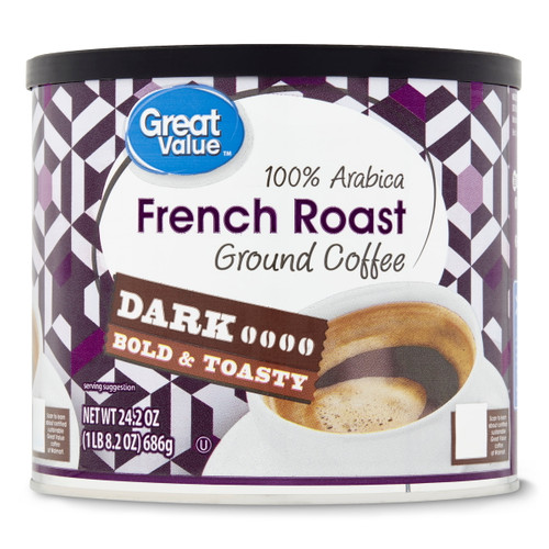 Great Value 100% Arabica French Roast Dark Ground Coffee, 24.2 Oz
