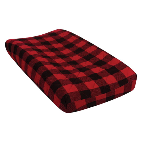 Red And Black Buffalo Check Quilted Jersey Changing Pad Cover