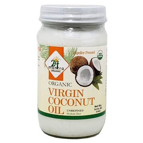 24 Mantra Organic Virgin Coconut Oil - Expeller Pressed - Unrefined 14voz