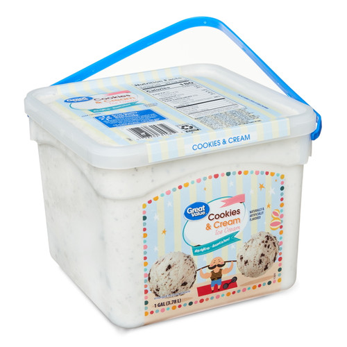 Great Value Cookies & Cream Ice Cream, 128 Fl Oz